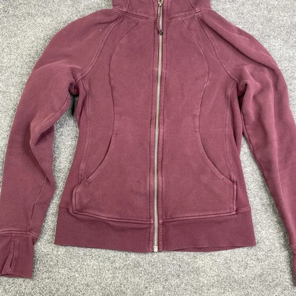 Lululemon Scuba Hoodie Womens 6 Purple Full Zip Sweatshirt Thumbholes Fleece - Picture 3 of 8